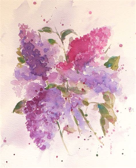 Lilac Painting Floral Watercolor Flower Painting