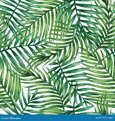 Watercolor Tropical Palm Leaves Seamless Pattern Stock Vector