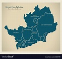 Modern map - hertfordshire county with labels uk Vector Image