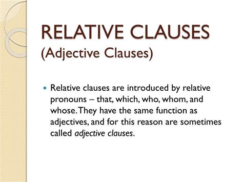 PPT RELATIVE CLAUSES Adjective Clauses PowerPoint Presentation Free Download ID