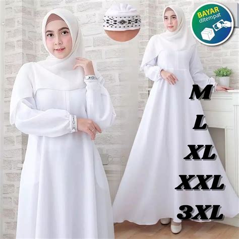 Jual Others Gamis Putih Terbaru 2023 Baju Gamis Dress Muslim Gamis Polos Gamis Busui Wanita Best