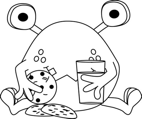 Black and White Black and White Monster Eating Cookies | Black and white, Space party ...