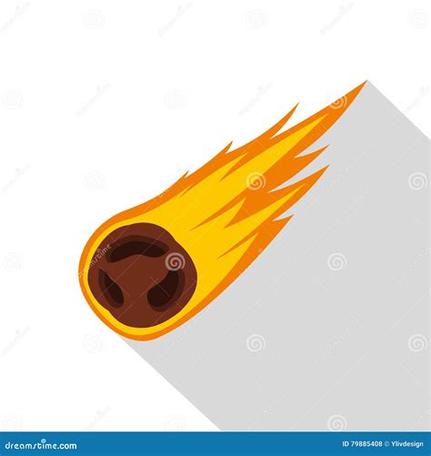Flame Meteorite Icon Flat Style Stock Vector Illustration Of