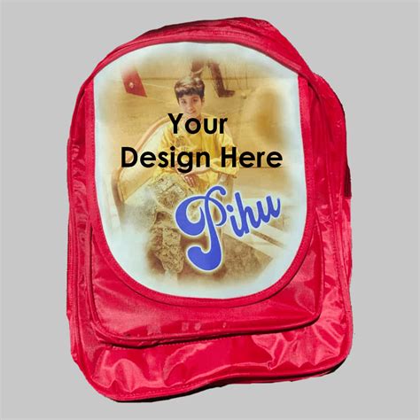 Customized School Bag For Kid Red Color Print Designs