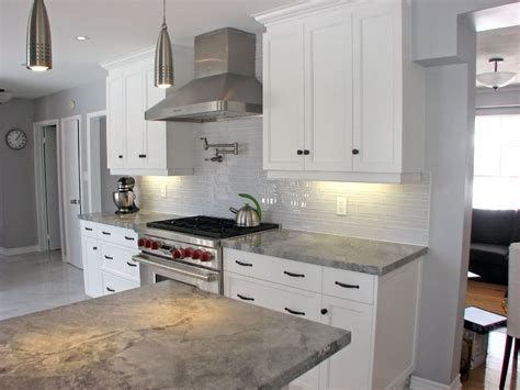White quartz countertops with white cabinets. gray quartz counters | Kitchen | Pinterest