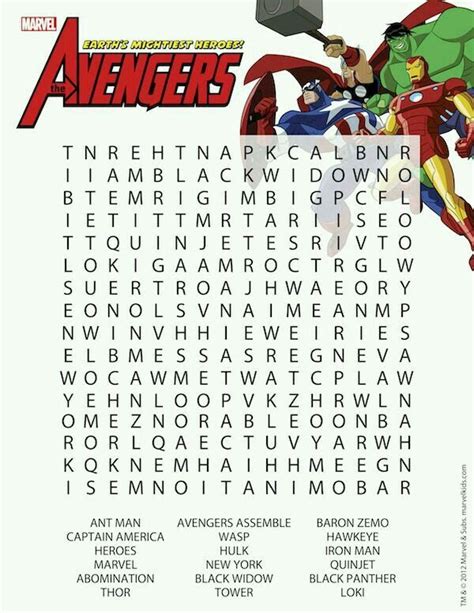 Avengers Word Search Superhero Party Superhero Birthday Party