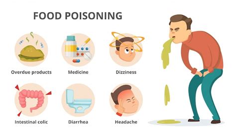 Premium Vector Different Symptoms Of Food Poisoning