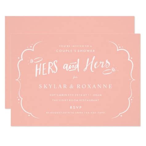 lesbian couple hers and hers couples shower pink invitation pink invitations