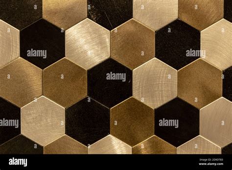 Golden Hexagon Cell Tiling On The Luxury Decoration Interior Gold Metal