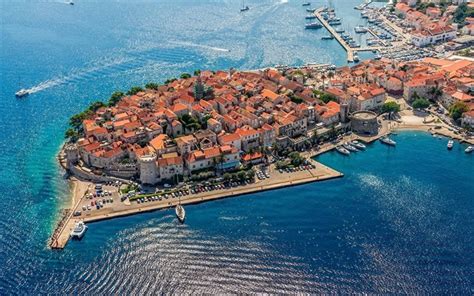 Download Wallpapers Korcula Yadran Croatian Resort Adriatic Sea Old