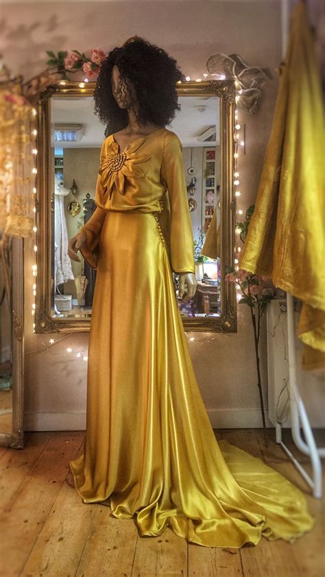 Yellow Silk Dress With Sleeves Park Art