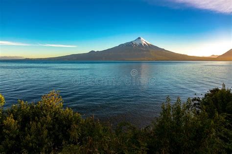 Lake Mountains And Volcano Beautiful Landscape Chile Patagonia