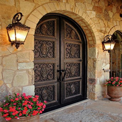 Wrought Iron Exterior Door With Sidelight