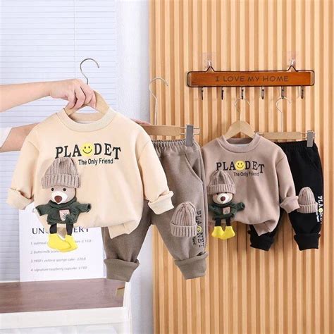 Conjunto de ropa para niños suéter grueso de felpa pantalones