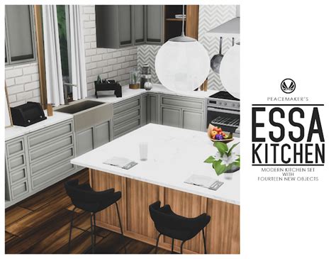 Modern Kitchen Set Kitchen Sets Sims 4 House Design Sims House Sims