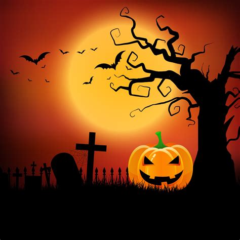 Halloween Background With Pumpkin And Spooky Tree 267169 Vector Art At