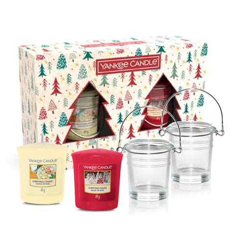 Yankee Candle Christmas Tree 2 Votive Candle And 2 Holder T Set