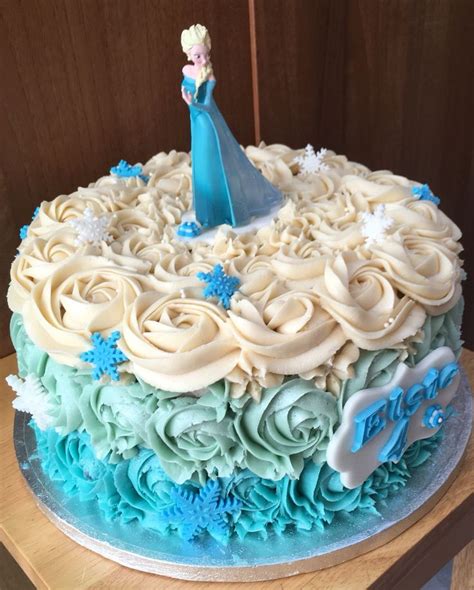 44 simple birthday cakes ranked in order of popularity and relevancy. Simple rose swirl Frozen / Elsa blue single tier birthday ...