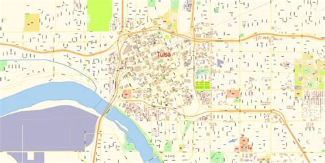 Tulsa Oklahoma Pdf Map Vector Exact City Plan Detailed Street Map