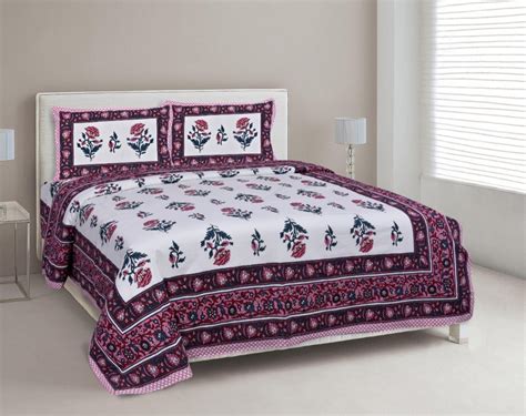 Cotton Jaipur Floral Printed Double Bed Sheet And Pillow Covers 472 For Home At Rs 520 Piece In