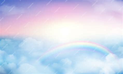 Premium Vector Rainbow On Sky Background