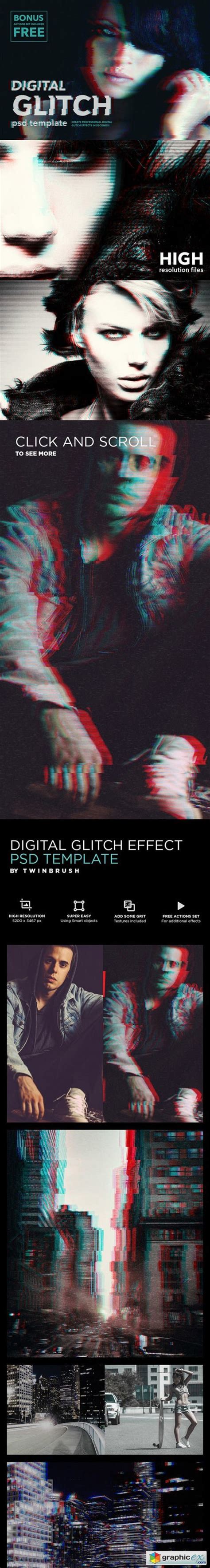 Digital Glitch Effect Psd Templates Free Download Vector Stock Image