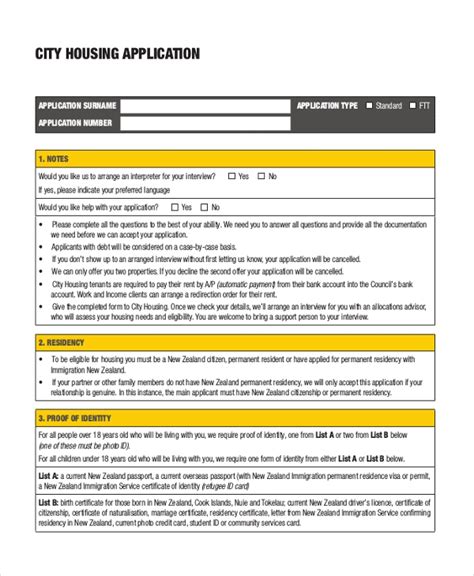 Free 9 Sample Housing Application Forms In Pdf Ms Word