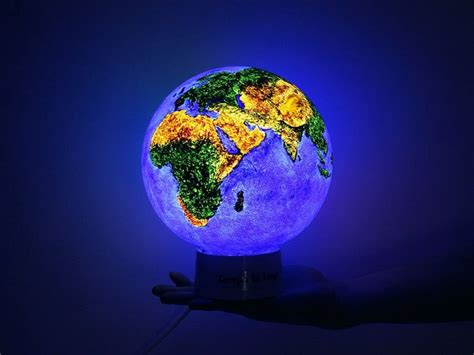 Globe Blue Planet Lamp Earth Night Light Bedside Lamp Etsy Planet