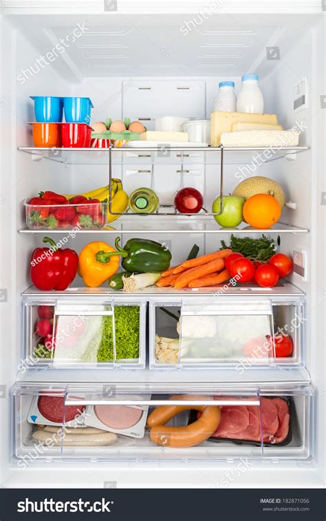Open Refrigerator Filled Food Stock Photo 182871056 Shutterstock