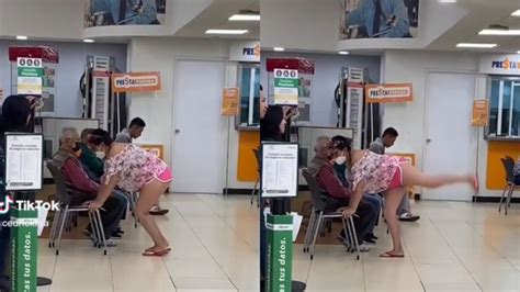 Woman Gets Ready For Her Shift At The Bank With Exercises And Stretches