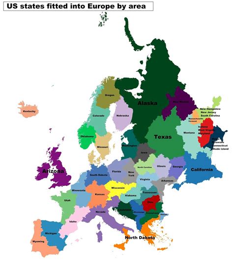 Us States Fitted Into Europe By Area Vivid Maps Europe Europe