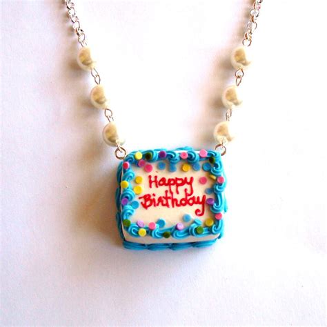 Birthday Cake Necklace Happy Birthday Necklace Ice Cream Cake Pendant