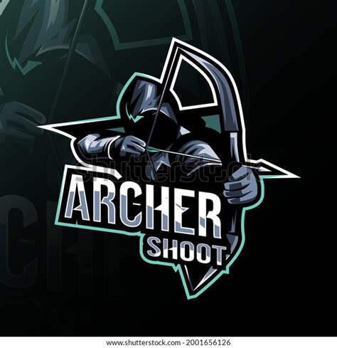 Archer Shoot Mascot Logo Esport Design เวกเตอร์สต็อก ปลอดค่าลิขสิทธิ์