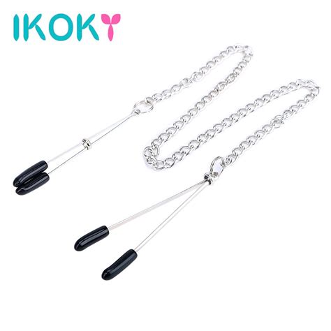 Ikoky Nipple Clamps With Metal Chain Adjustable Breast Labia Clips Clit