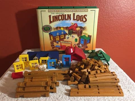 Large Set Lincoln Logs Complete Rocky Mountain Ranch 150pcs Animals
