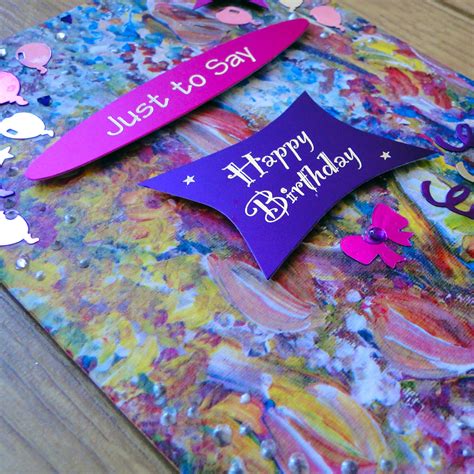 Flowers Happy Birthday Card Highly Embellished Handcrafted Card