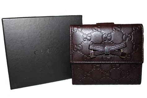 Authentic Gucci Dark Brown Guccissima Leather Small Wallet Paris