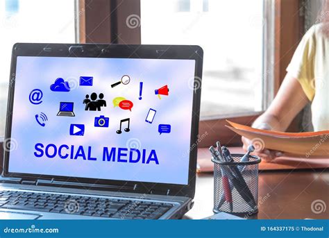 Social Media Concept On A Laptop Screen Stock Image Image Of Internet