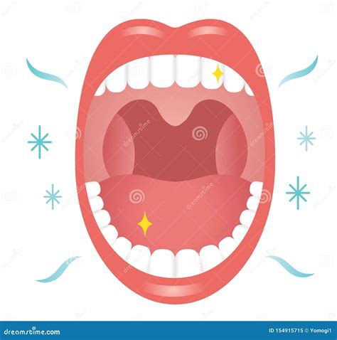 cleaning tooth and tongue maintain dental hygiene get rid of bad breath treatment stock vector