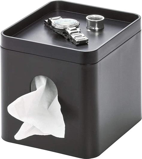 Idesign Facial Tissue Box Cover With Storage Tray The Cade