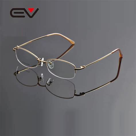 ev high quality half rim titanium eyeglasses frame womens business optical myopia glasses oculos