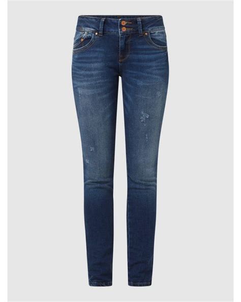 ltb denim super slim fit mid rise jeans met stretch model molly m in het blauw lyst nl