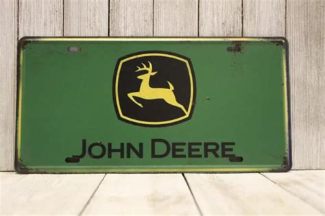 John Deere License Plate Tin Sign Farm Equipment Tractor Garage Man