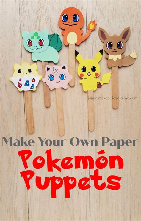 6 Super Fun Paper Pokemon Puppets Love Jaime Pokemon Birthday