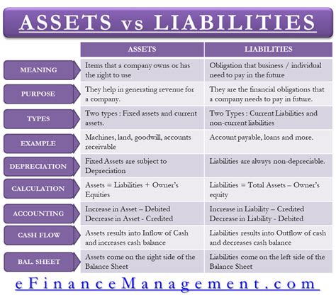 10 Ten Differences Between Assets Vs Liabilities Efinancemanagement