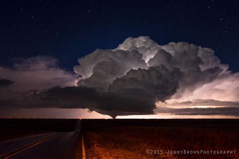 Nighttime Tornado Illuminated By Lightning Near Pampa Texas 2015 R