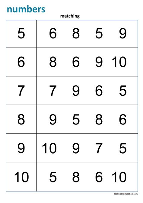 Numbers Matching Worksheets Number Recognition 1 10 Made By