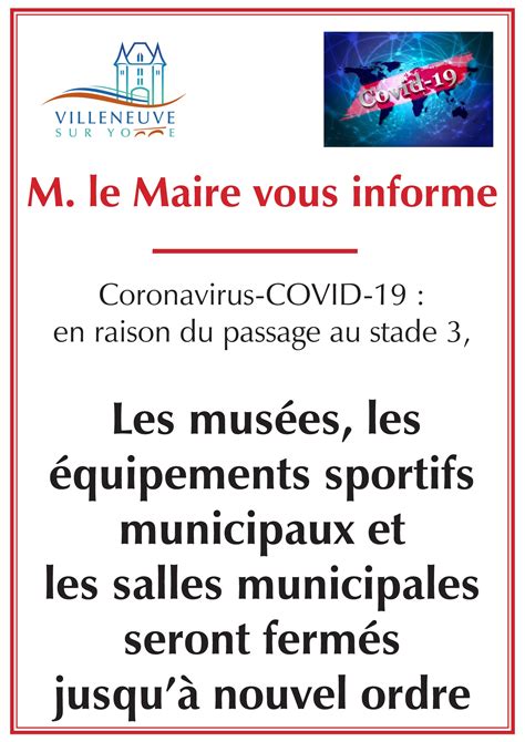 Coronavirus Covid 19 Nouvelles Fermetures Suite Au Passage Au Stade 3