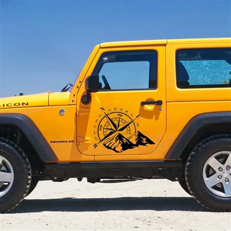 Fochutech Car Decals Compass With Mountain Jeep Stickers Waterproof