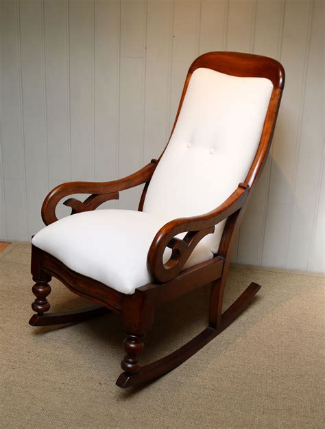 Victorian Mahogany Upholstered Rocking Chair 709145 Uk